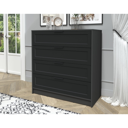 Kомод Тренд КТ-К100 (Антрацит ЛДСП/ Черный ЛМДФ) Ш1000 В1020 Г451 Kомод Тренд КТ-К100 (Антрацит ЛДСП/ Черный ЛМДФ) Ш1000 В1020 Г451